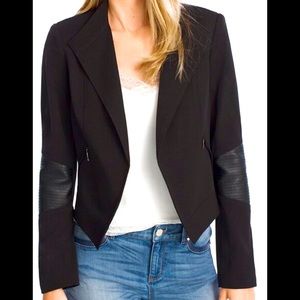 White House Black Market Black Blazer with Textured Sleeves